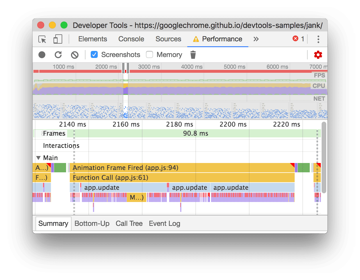 The devtools profiler